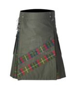 Olive Green Cotton County Mayo Tartan Hybrid Kilt