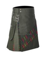 Olive Green Cotton County Mayo Tartan Hybrid Kilt