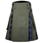 Olive Green Cotton Pride of Scotland Tartan Hybrid Kilt