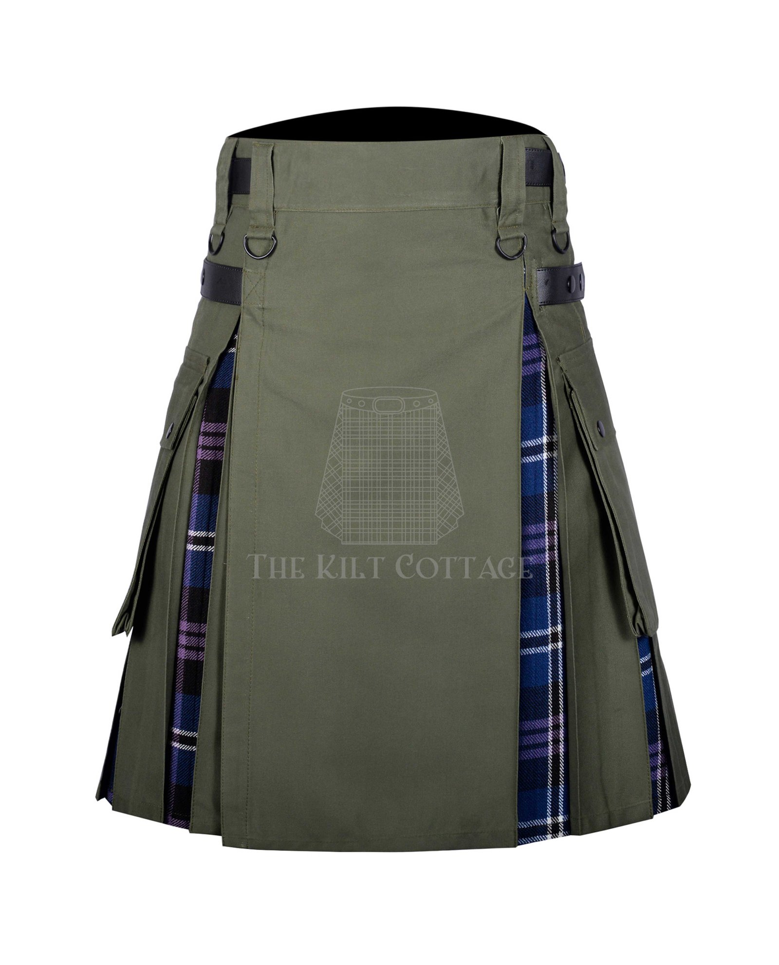 Olive Green Cotton Pride of Scotland Tartan Hybrid Kilt Olive Green Cotton Pride of Scotland Tartan Hybrid Kilt