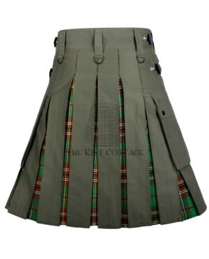 Olive Green Cotton Tara Murphy Tartan Hybrid Kilt