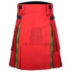 Red Cotton Irish Tartan Hybrid Kilt