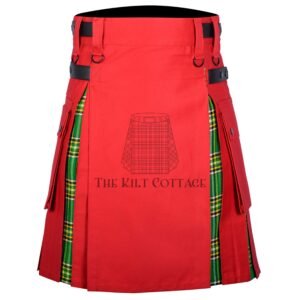 Red Cotton Irish Tartan Hybrid Kilt