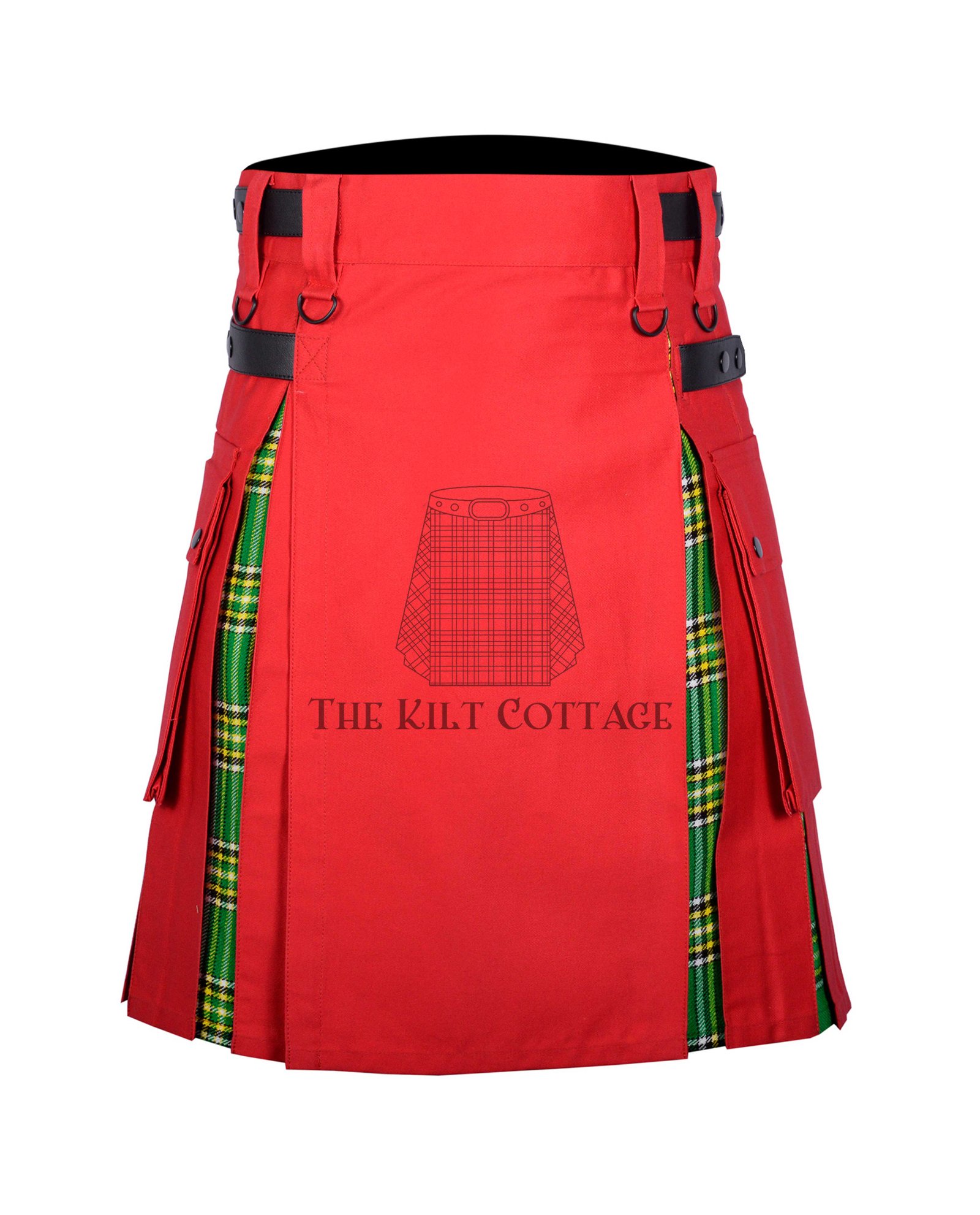 Red Cotton Irish Tartan Hybrid Kilt Red Cotton Irish Tartan Hybrid Kilt