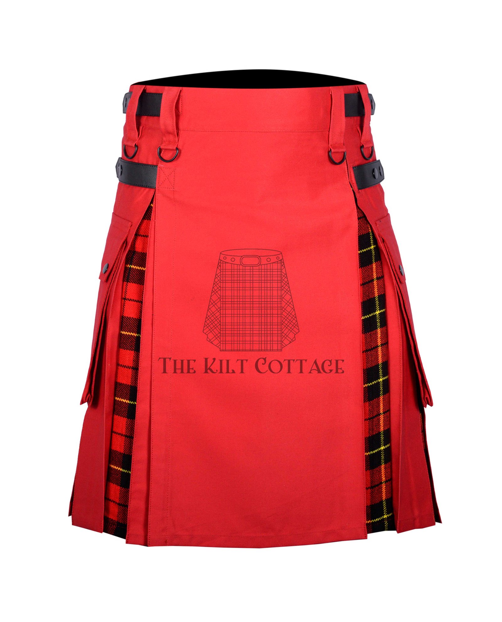 Red Cotton Wallace Tartan Hybrid Kilt