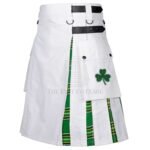 White Cotton Irish Tartan Hybrid Kilt