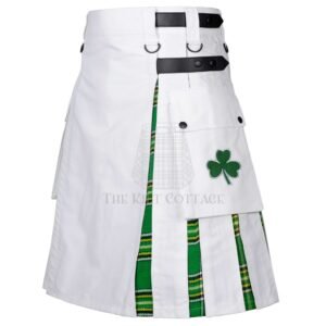 White Cotton Irish Tartan Hybrid Kilt