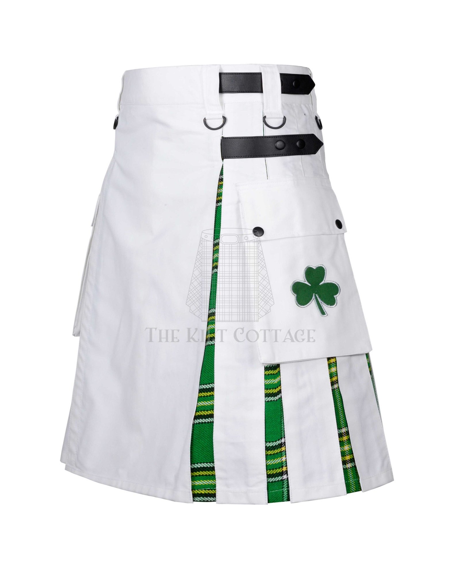 White Cotton Irish Tartan Hybrid Kilt