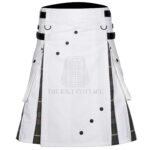 White Cotton Mackenzie Weathered Tartan Hybrid Kilt