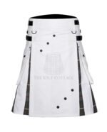 White Cotton Mackenzie Weathered Tartan Hybrid Kilt