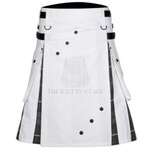 White Cotton Mackenzie Weathered Tartan Hybrid Kilt
