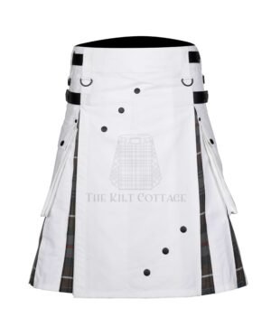 White Cotton Mackenzie Weathered Tartan Hybrid Kilt