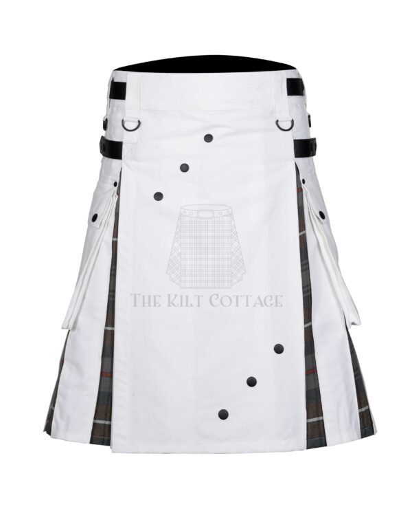 White Cotton Mackenzie Weathered Tartan Hybrid Kilt