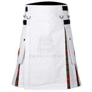 White Cotton Munro Tartan Hybrid Kilt