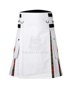White Cotton Munro Tartan Hybrid Kilt