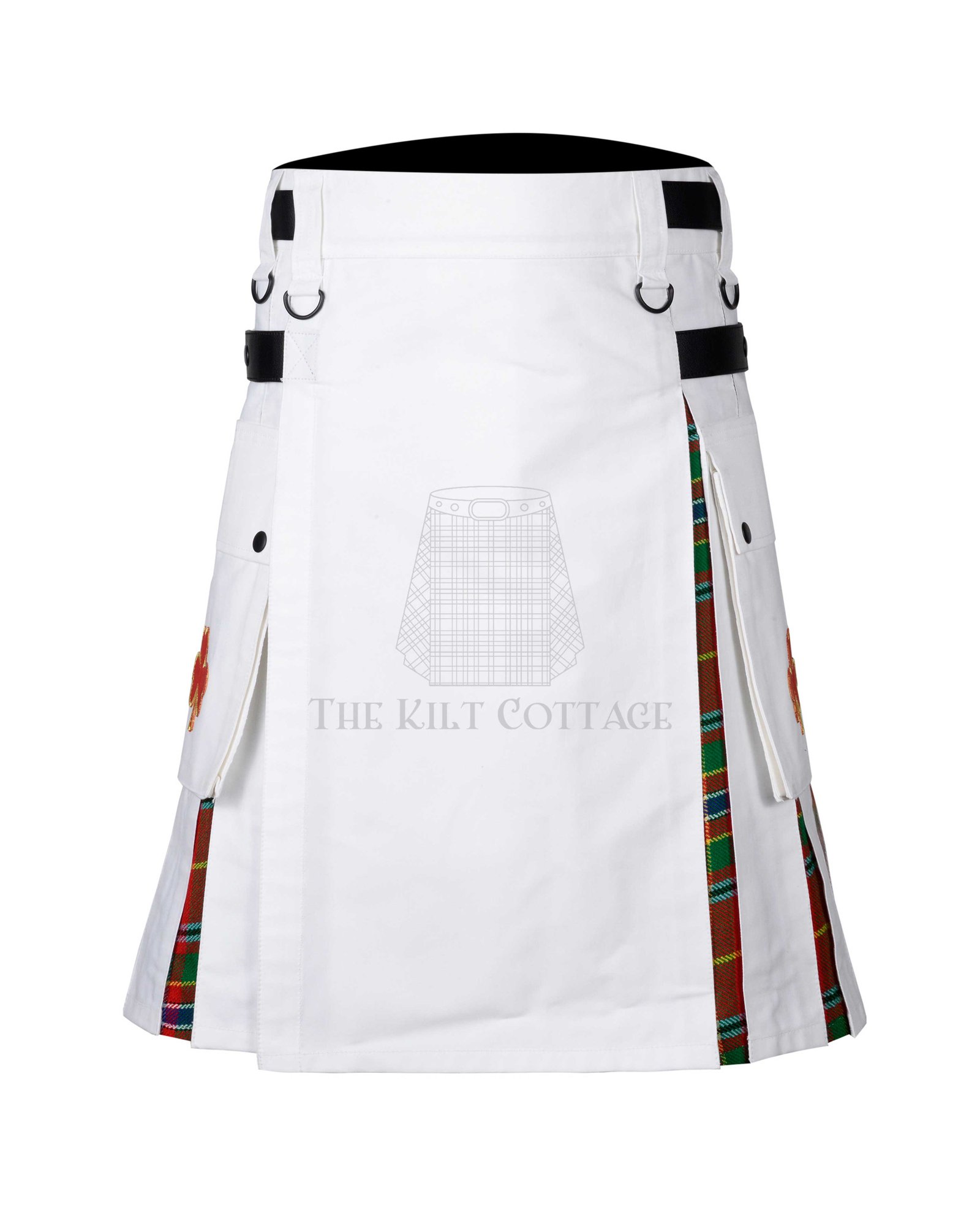 White Cotton Munro Tartan Hybrid Kilt White Cotton Munro Tartan Hybrid Kilt