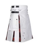 White Cotton Stewart Black Tartan Hybrid Kilt