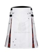 White Cotton Stewart Black Tartan Hybrid Kilt