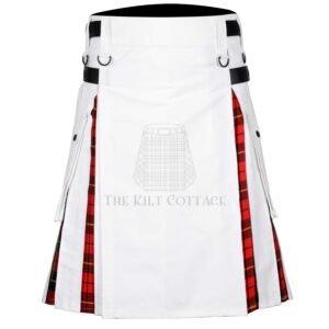 White Cotton Wallace Tartan Hybrid Kilt