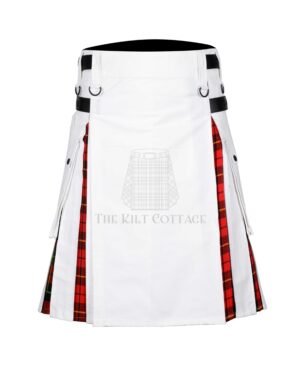White Cotton Wallace Tartan Hybrid Kilt