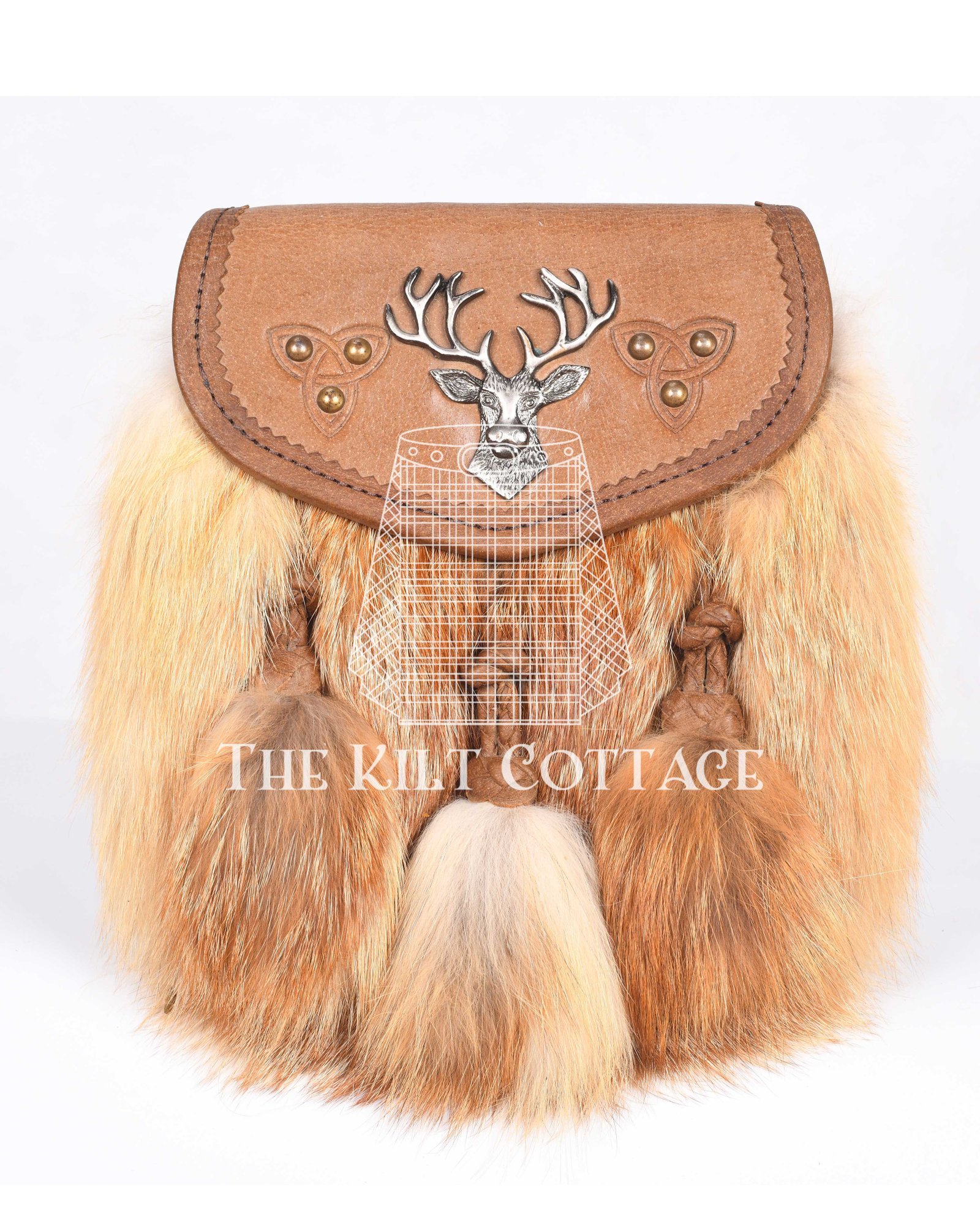Brown Leather Real Fur Sami Dress Sporran (16) Brown Leather Stag Head Real Fur Sami Dress Sporran