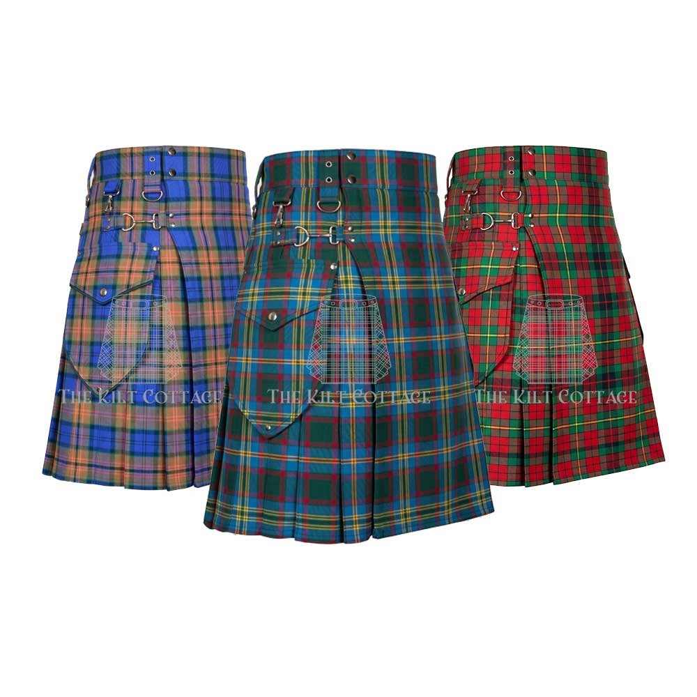Traditional tartan Scottish kilt front view