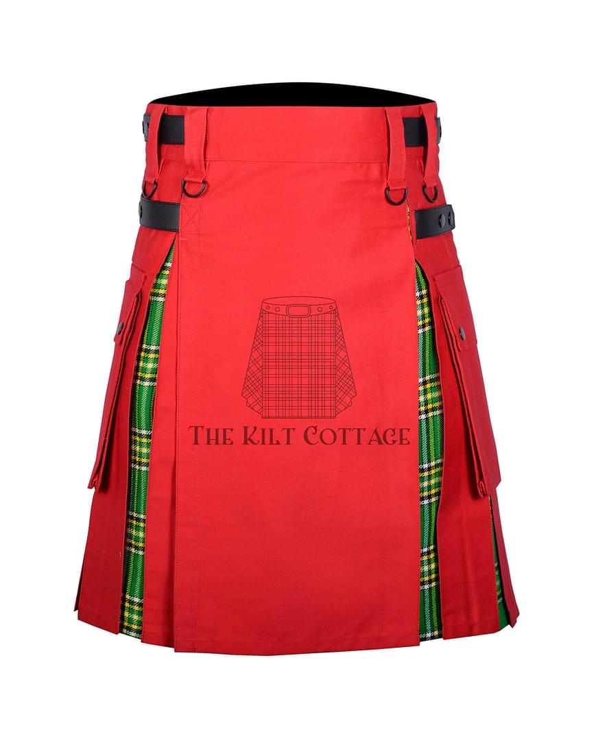 Red Cotton Irish Tartan Hybrid Kilt Red Cotton Irish Tartan Hybrid Kilt